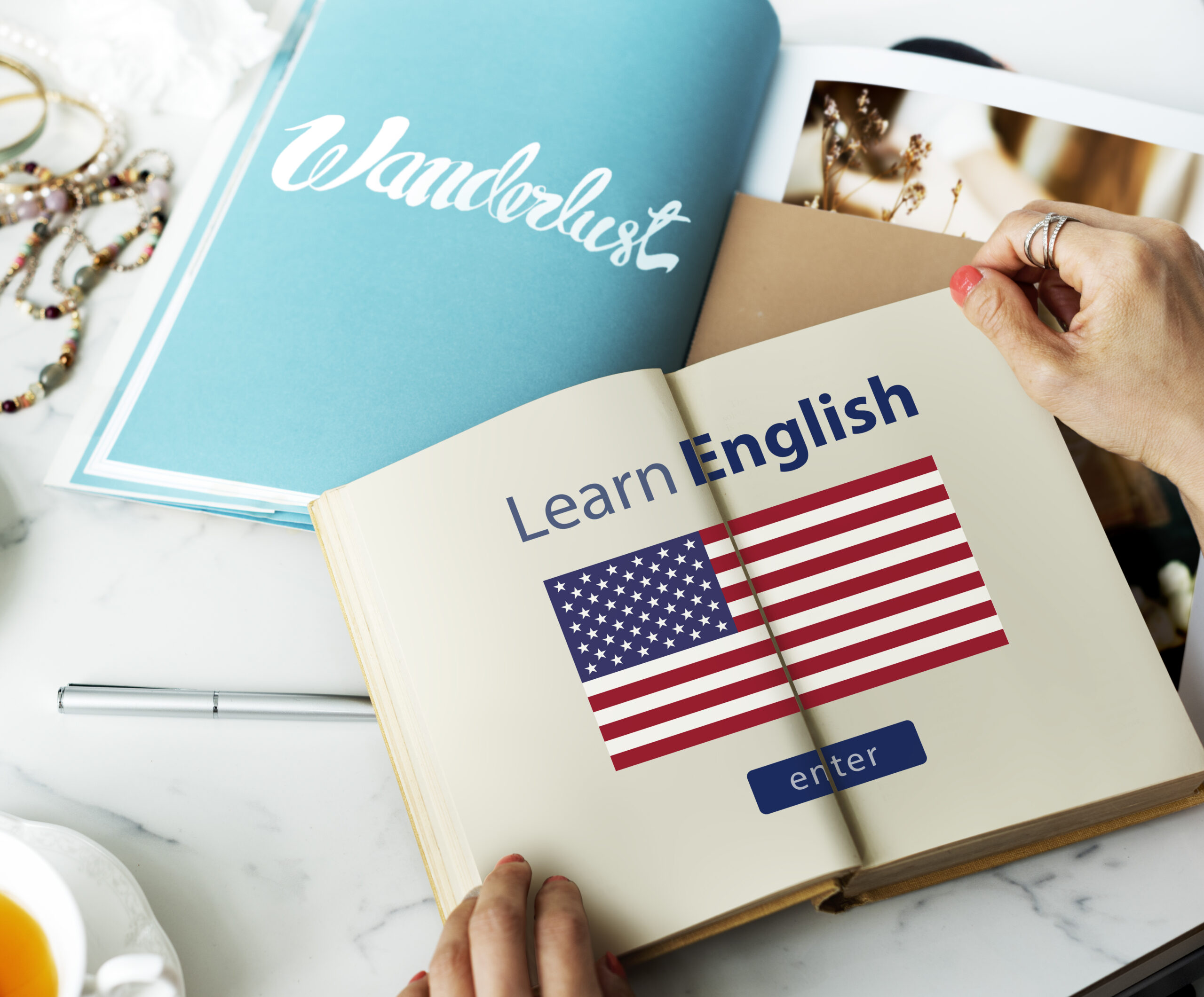 Learn English Language Online Education Concept